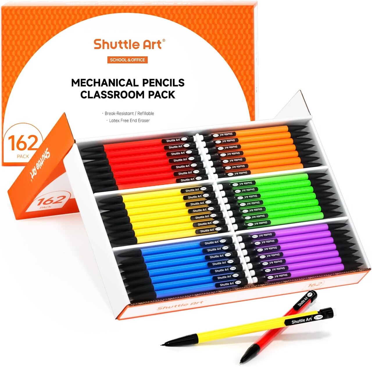 Mechanical Pencils, 162 Pack Bulk Mechanical Pencils 0.7mm Medium Point, HB #2 Lead Pencils, Assorted Barrels, Office School Supplies